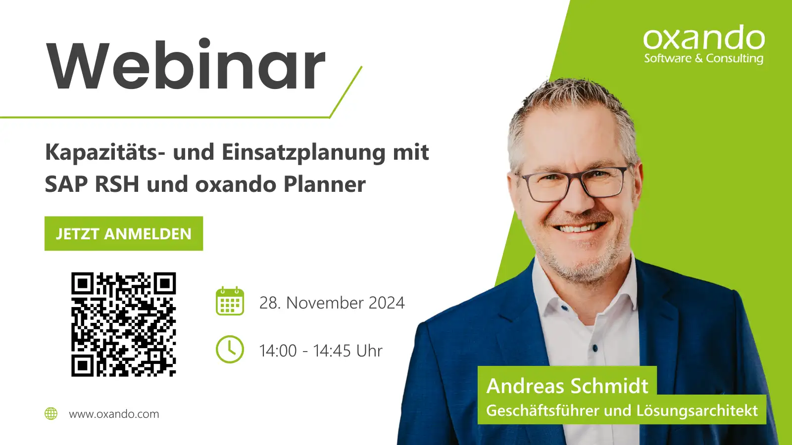 Webinar Kapazitäts- und Einsatzplanung mit SAP RSH und oxando Planner